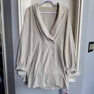 NWT Cider Beige Long Sleeve Wrap Blazer Dress Size Medium
